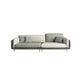 Living Room Faux Leather Sofa Modern Green and White Couch with Brass Legs 94.5"L x 35"W x 35"H Clearhalo 'furn' 'furn_sofas' 'Furniture' 'furniture_sofas' 'Living Room Furniture' 'Sofa' 'sofas' 4909079