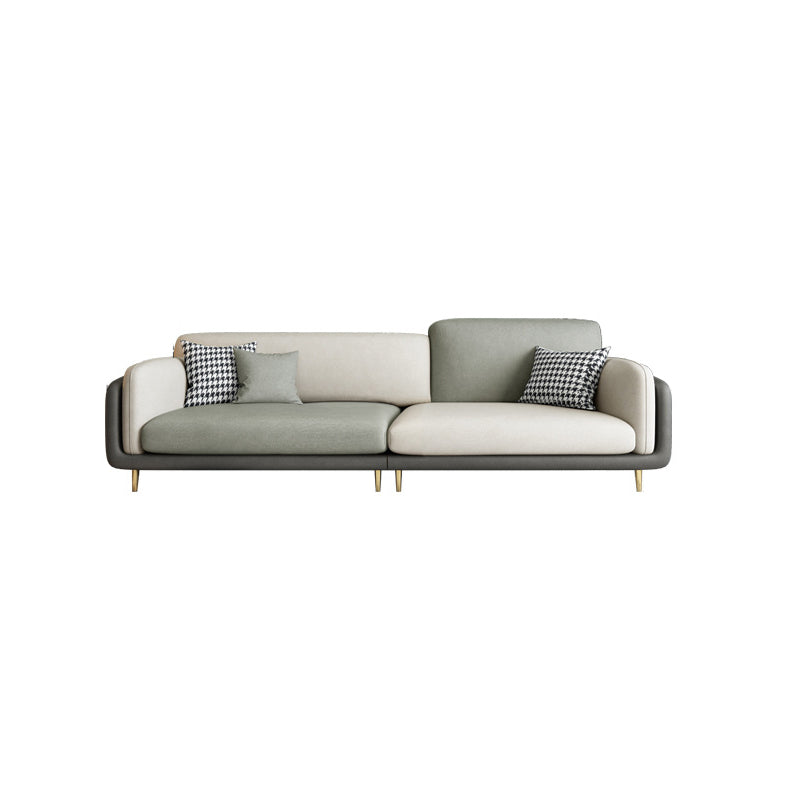 Living Room Faux Leather Sofa Modern Green and White Couch with Brass Legs 94.5"L x 35"W x 35"H Clearhalo 'furn' 'furn_sofas' 'Furniture' 'furniture_sofas' 'Living Room Furniture' 'Sofa' 'sofas' 4909079