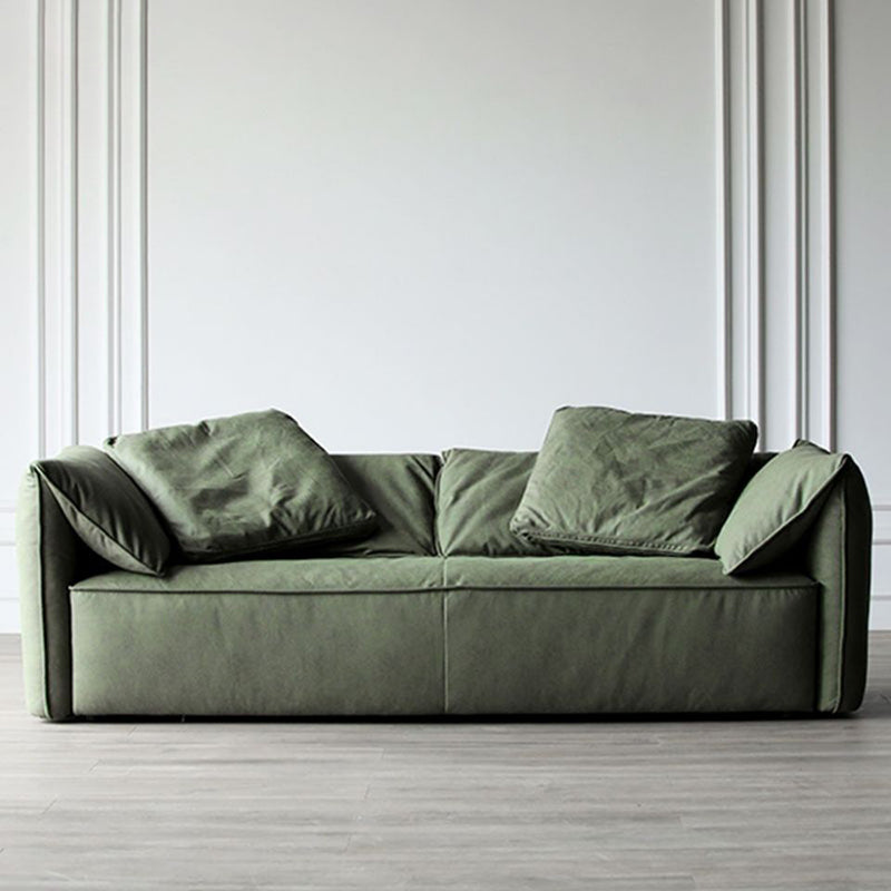 Living Room Faux Leather Settee Green Slipcovered Sofa with Pillow Top Arm 83"L x 35.5"W x 27.5"H Down Clearhalo 'furn' 'furn_sofas' 'Furniture' 'furniture_sofas' 'Living Room Furniture' 'Sofa' 'sofas' 4909090