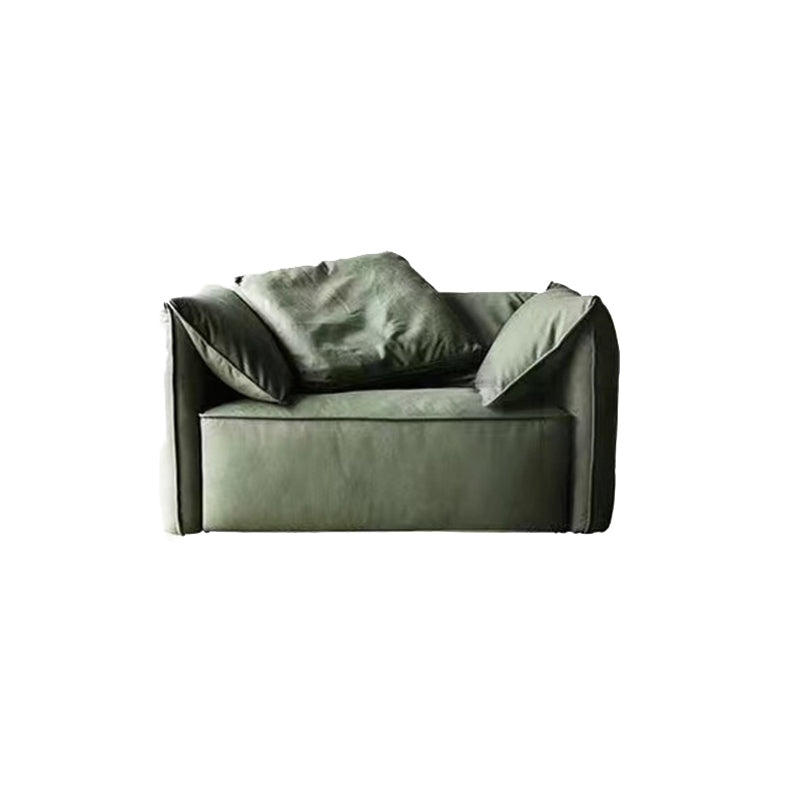 Living Room Faux Leather Settee Green Slipcovered Sofa with Pillow Top Arm 41"L x 35"W x 28"H Clearhalo 'furn' 'furn_sofas' 'Furniture' 'furniture_sofas' 'Living Room Furniture' 'Sofa' 'sofas' 4909093