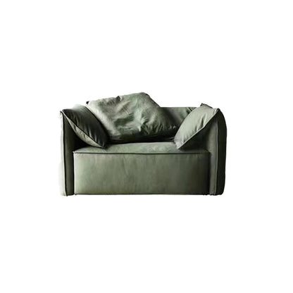 Living Room Faux Leather Settee Green Slipcovered Sofa with Pillow Top Arm 41"L x 35"W x 28"H Clearhalo 'furn' 'furn_sofas' 'Furniture' 'furniture_sofas' 'Living Room Furniture' 'Sofa' 'sofas' 4909093