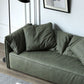 Living Room Faux Leather Settee Green Slipcovered Sofa with Pillow Top Arm Clearhalo 'furn' 'furn_sofas' 'Furniture' 'furniture_sofas' 'Living Room Furniture' 'Sofa' 'sofas' 4909098