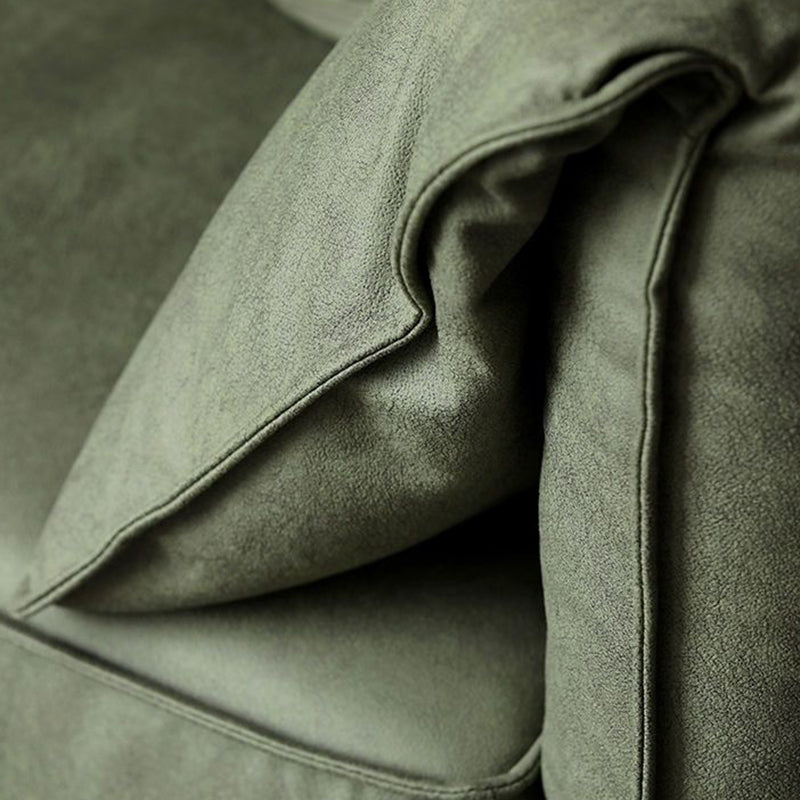 Living Room Faux Leather Settee Green Slipcovered Sofa with Pillow Top Arm Clearhalo 'furn' 'furn_sofas' 'Furniture' 'furniture_sofas' 'Living Room Furniture' 'Sofa' 'sofas' 4909099