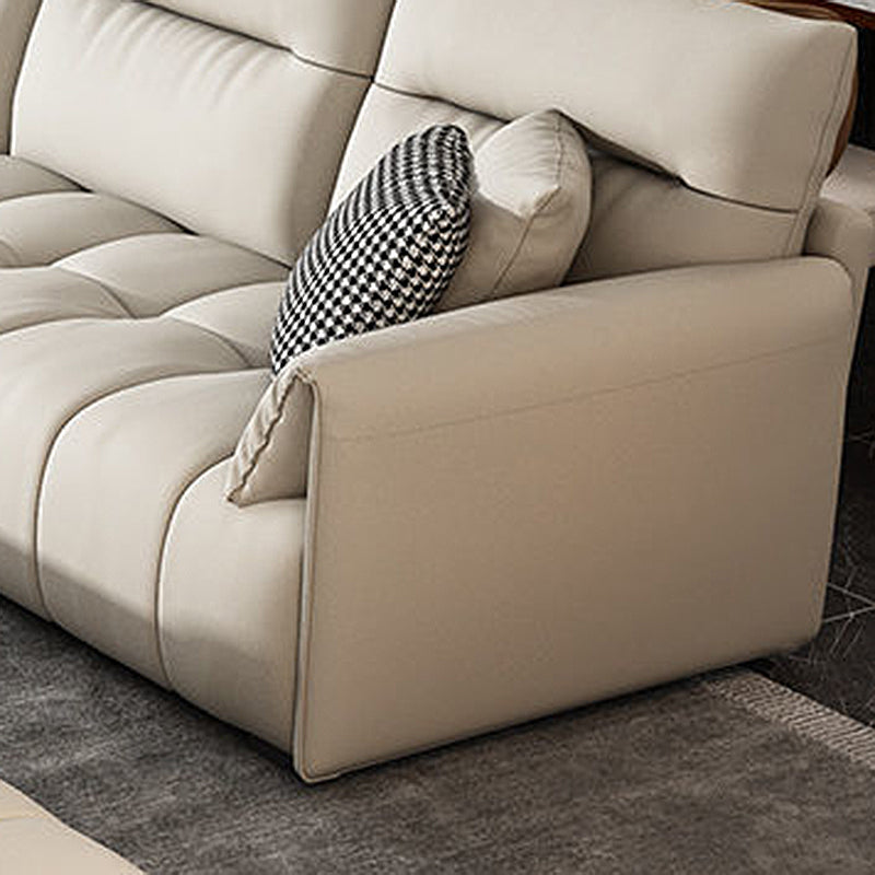 Living Room Cushion Back Couch Contemporary White Sofa with Pillow Top Arm Clearhalo 'furn' 'furn_sofas' 'Furniture' 'furniture_sofas' 'Living Room Furniture' 'Sofa' 'sofas' 4909107