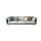 Living Room Genuine Leather Couch Square Arm Sofa with Pillow Back 102''L x36"W x 35"H White Green Clearhalo 'furn' 'furn_sofas' 'Furniture' 'furniture_sofas' 'Living Room Furniture' 'Sofa' 'sofas' 4909117