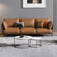 Living Room Genuine Leather Couch Square Arm Sofa with Pillow Back Orange Clearhalo 'furn' 'furn_sofas' 'Furniture' 'furniture_sofas' 'Living Room Furniture' 'Sofa' 'sofas' 4909123