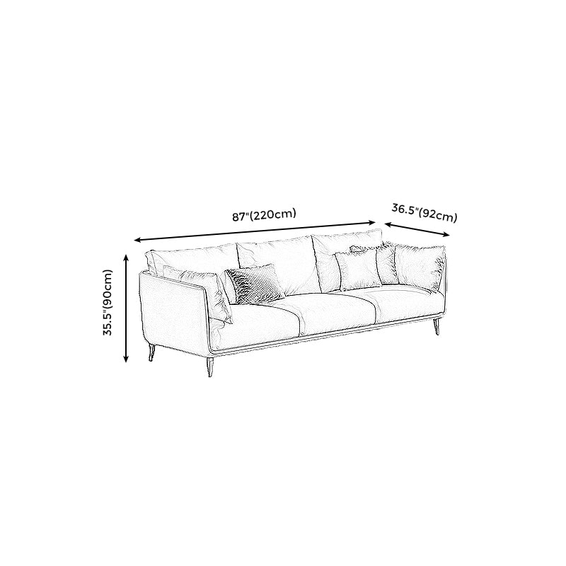 Living Room Genuine Leather Couch Square Arm Sofa with Pillow Back Clearhalo 'furn' 'furn_sofas' 'Furniture' 'furniture_sofas' 'Living Room Furniture' 'Sofa' 'sofas' 4909125