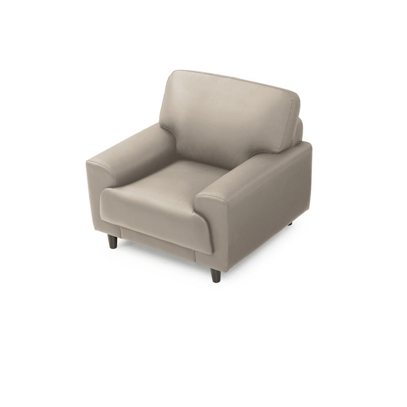 Contemporary Pillow Back Couch Leather Sofa with Solid Wood Legs Off-White 32"H x 36"L x 34"W Clearhalo 'Furniture' 'furniture_sofas' 'Living Room Furniture' 'Sofa' 'sofas' 4909131