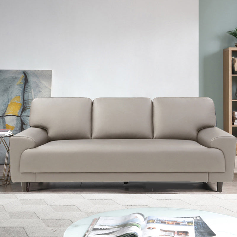 Contemporary Pillow Back Couch Leather Sofa with Solid Wood Legs Off-White 32"H x 81"L x 34"W Clearhalo 'Furniture' 'furniture_sofas' 'Living Room Furniture' 'Sofa' 'sofas' 4909132