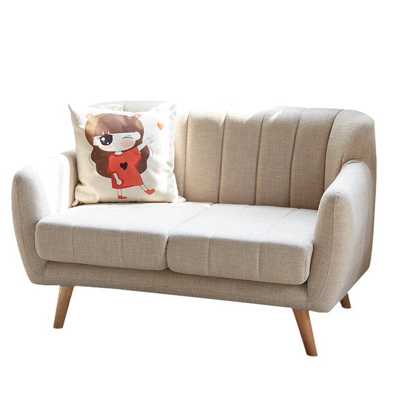 Cotton Blend Pillows Tuxedo Arm Settee Loveseat for Two People Clearhalo 'furn' 'furn_sofas' 'Furniture' 'furniture_sofas' 'Living Room Furniture' 'Sofa' 'sofas' 4909152
