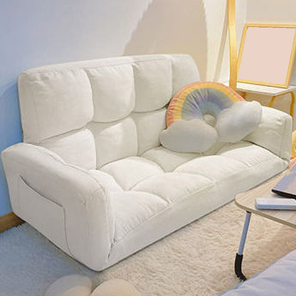 Scandinavian Cotton-Blend Sofa Convertible Tufted Sofa Bed with Pillows 47"L x 24"W x 20.5"H Off-White Clearhalo 'furn' 'furn_sofas' 'Furniture' 'furniture_sofas' 'Living Room Furniture' 'Sofa' 'sofas' 4909159