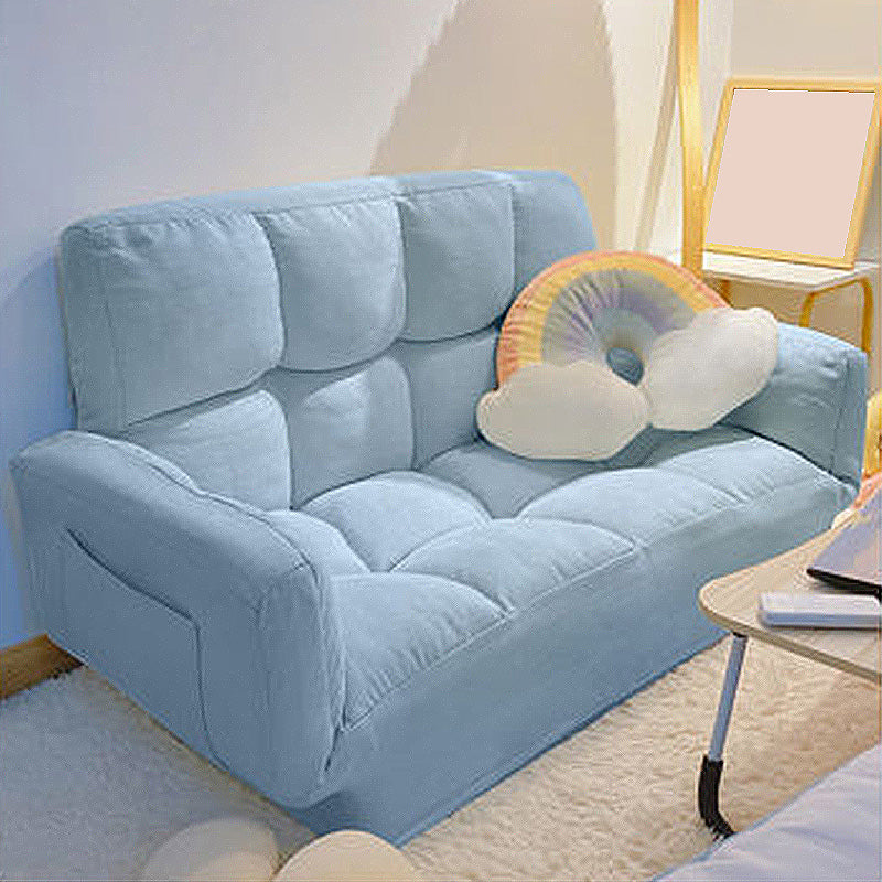 Scandinavian Cotton-Blend Sofa Convertible Tufted Sofa Bed with Pillows 47"L x 24"W x 26"H Light Blue Clearhalo 'furn' 'furn_sofas' 'Furniture' 'furniture_sofas' 'Living Room Furniture' 'Sofa' 'sofas' 4909160