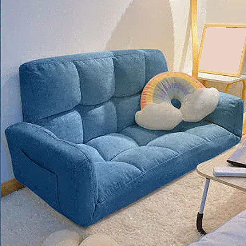 Scandinavian Cotton-Blend Sofa Convertible Tufted Sofa Bed with Pillows 47"L x 24"W x 20.5"H Dark Blue Clearhalo 'furn' 'furn_sofas' 'Furniture' 'furniture_sofas' 'Living Room Furniture' 'Sofa' 'sofas' 4909162