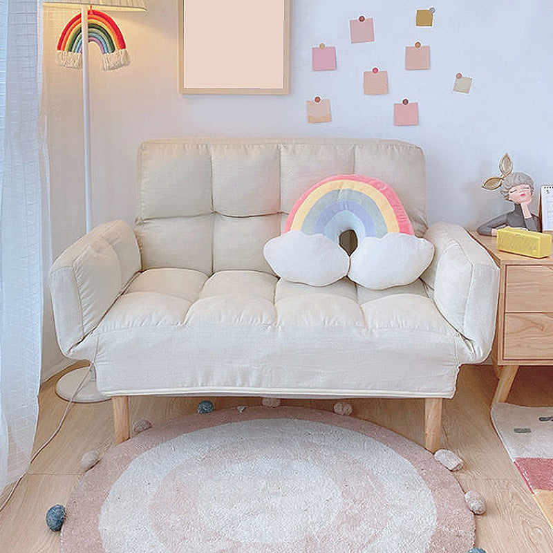 Scandinavian Cotton-Blend Sofa Convertible Tufted Sofa Bed with Pillows Clearhalo 'furn' 'furn_sofas' 'Furniture' 'furniture_sofas' 'Living Room Furniture' 'Sofa' 'sofas' 4909179