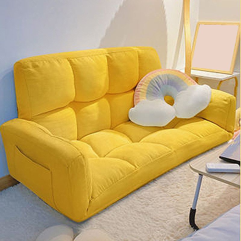 Scandinavian Cotton-Blend Sofa Convertible Tufted Sofa Bed with Pillows 47"L x 24"W x 20.5"H Yellow Clearhalo 'furn' 'furn_sofas' 'Furniture' 'furniture_sofas' 'Living Room Furniture' 'Sofa' 'sofas' 4909183