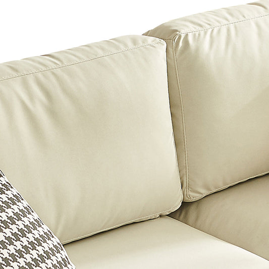 Stain-Resistant Faux Leather Loveseat Recessed Arm Sofa with Metal Legs Clearhalo 'furn' 'furn_sofas' 'Furniture' 'furniture_sofas' 'Living Room Furniture' 'Sofa' 'sofas' 4909195