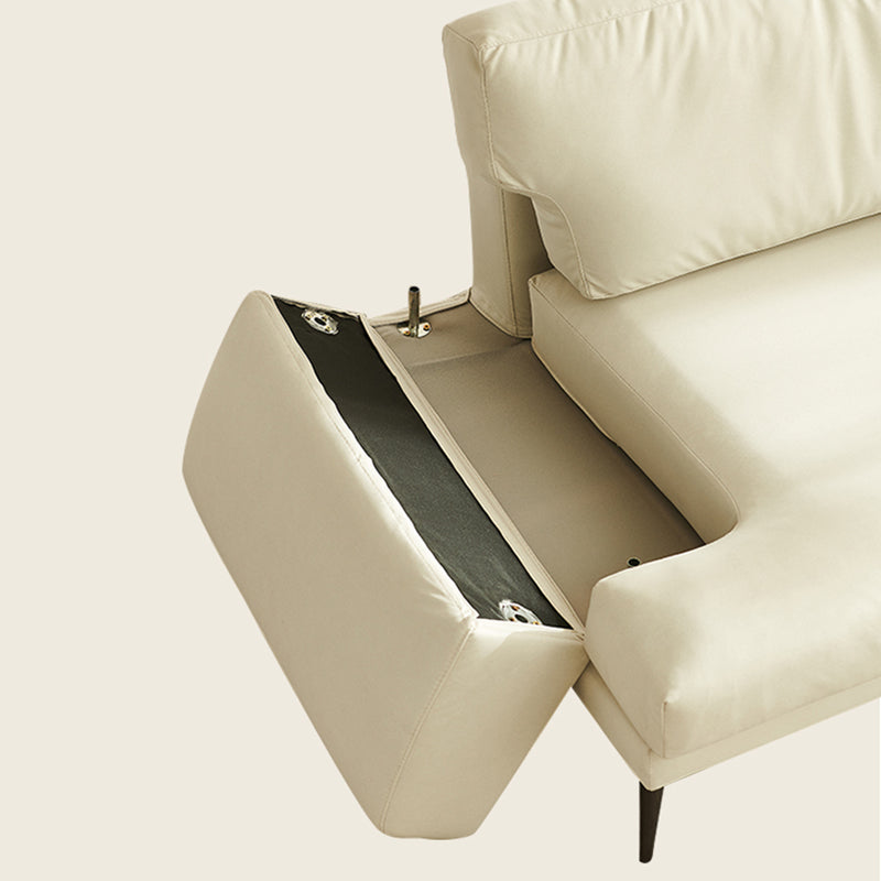 Stain-Resistant Faux Leather Loveseat Recessed Arm Sofa with Metal Legs Clearhalo 'furn' 'furn_sofas' 'Furniture' 'furniture_sofas' 'Living Room Furniture' 'Sofa' 'sofas' 4909198