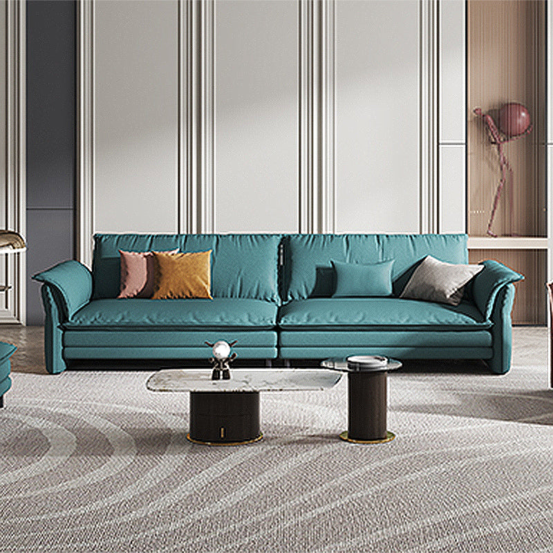 Contemporary Living Room Faux Leather Sofa Green Stain-Resistant Couch 110"L x 33"W x 33"H Latex Clearhalo 'furn' 'furn_sofas' 'Furniture' 'furniture_sofas' 'Living Room Furniture' 'Sofa' 'sofas' 4909200