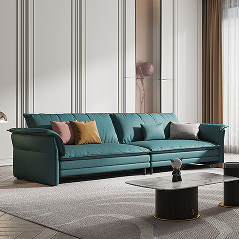 Contemporary Living Room Faux Leather Sofa Green Stain-Resistant Couch 110"L x 33"W x 33"H Sponge Clearhalo 'furn' 'furn_sofas' 'Furniture' 'furniture_sofas' 'Living Room Furniture' 'Sofa' 'sofas' 4909202