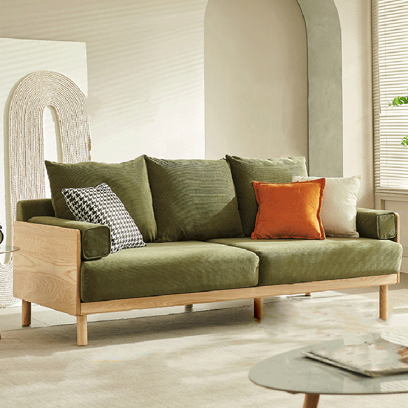 Scandinavian 2-seater Living Room Couch Square Arm Sofa with Pillow Back Green Latex Clearhalo 'furn' 'furn_sofas' 'Furniture' 'furniture_sofas' 'Living Room Furniture' 'Sofa' 'sofas' 4909214