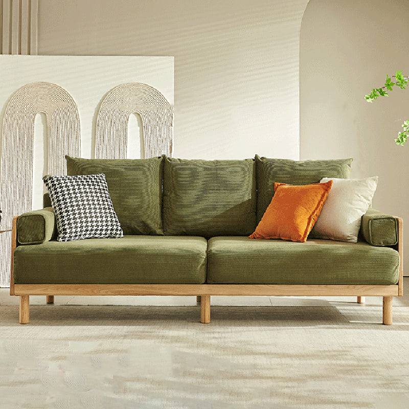 Scandinavian 2-seater Living Room Couch Square Arm Sofa with Pillow Back Green Sponge Clearhalo 'furn' 'furn_sofas' 'Furniture' 'furniture_sofas' 'Living Room Furniture' 'Sofa' 'sofas' 4909216