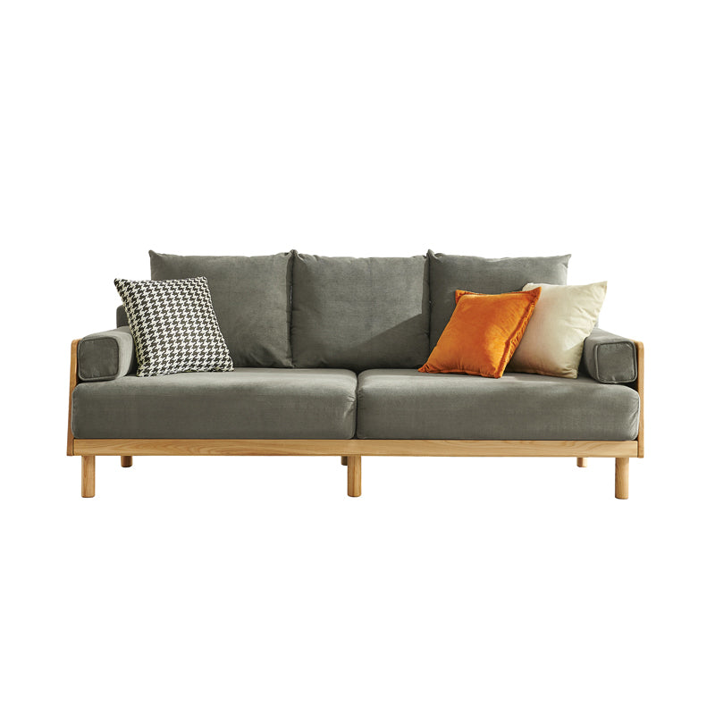 Scandinavian 2-seater Living Room Couch Square Arm Sofa with Pillow Back Light Gray Clearhalo 'furn' 'furn_sofas' 'Furniture' 'furniture_sofas' 'Living Room Furniture' 'Sofa' 'sofas' 4909218