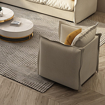 White Faux Leather/Cotton Blend Sofa Square Arm Couch with Pillow Back 41"L x 35"W x 27"H Cotton Blend Clearhalo 'furn' 'furn_sofas' 'Furniture' 'furniture_sofas' 'Living Room Furniture' 'Sofa' 'sofas' 4909228