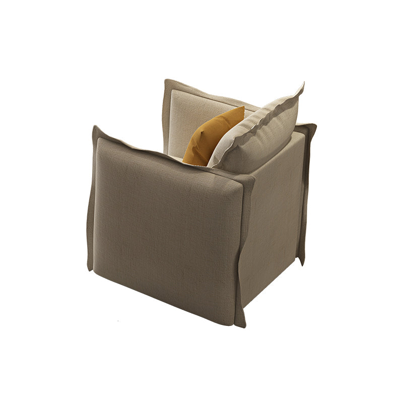 White Faux Leather/Cotton Blend Sofa Square Arm Couch with Pillow Back 41"L x 35"W x 27"H Faux Leather Clearhalo 'furn' 'furn_sofas' 'Furniture' 'furniture_sofas' 'Living Room Furniture' 'Sofa' 'sofas' 4909234