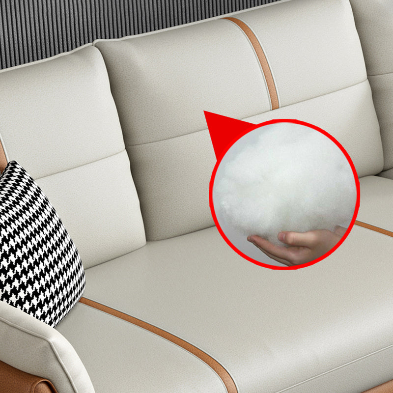 Living Room Pillow Top Arm Sofa Orange and White Cushion Back Couch Clearhalo 'furn' 'furn_sofas' 'Furniture' 'furniture_sofas' 'Living Room Furniture' 'Sofa' 'sofas' 4909249