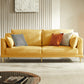 Contemporary Square Arm Loveseat Living Room Faux Leather Sofa with Brass Legs Yellow Latex Clearhalo 'furn' 'furn_sofas' 'Furniture' 'furniture_sofas' 'Living Room Furniture' 'Sofa' 'sofas' 4909254