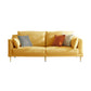 Contemporary Square Arm Loveseat Living Room Faux Leather Sofa with Brass Legs Yellow Sponge Clearhalo 'furn' 'furn_sofas' 'Furniture' 'furniture_sofas' 'Living Room Furniture' 'Sofa' 'sofas' 4909255