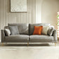Contemporary Square Arm Loveseat Living Room Faux Leather Sofa with Brass Legs Dark Gray Latex Clearhalo 'furn' 'furn_sofas' 'Furniture' 'furniture_sofas' 'Living Room Furniture' 'Sofa' 'sofas' 4909259