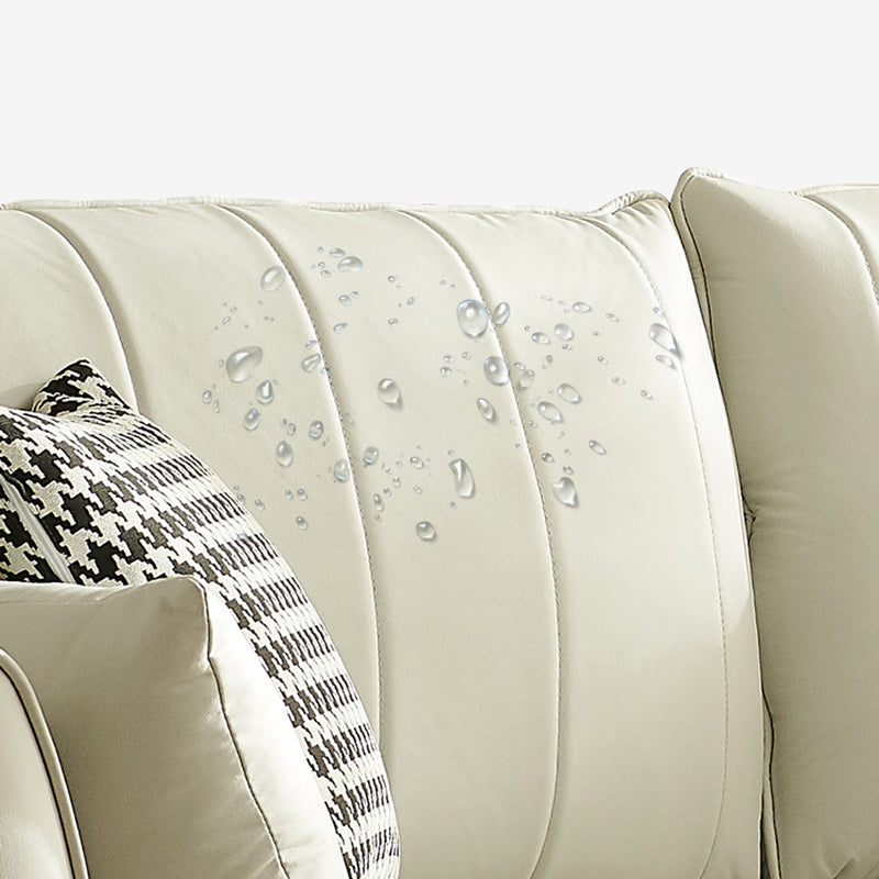 Contemporary Square Arm Loveseat Living Room Faux Leather Sofa with Brass Legs Clearhalo 'furn' 'furn_sofas' 'Furniture' 'furniture_sofas' 'Living Room Furniture' 'Sofa' 'sofas' 4909264