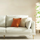 Contemporary Square Arm Loveseat Living Room Faux Leather Sofa with Brass Legs Clearhalo 'furn' 'furn_sofas' 'Furniture' 'furniture_sofas' 'Living Room Furniture' 'Sofa' 'sofas' 4909265