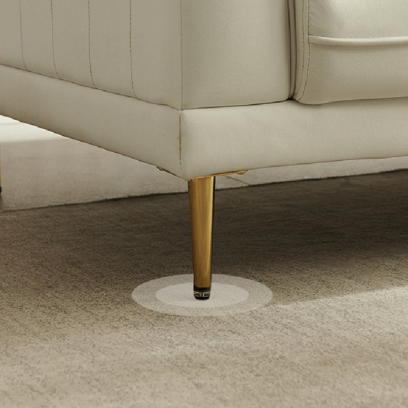 Contemporary Square Arm Loveseat Living Room Faux Leather Sofa with Brass Legs Clearhalo 'furn' 'furn_sofas' 'Furniture' 'furniture_sofas' 'Living Room Furniture' 'Sofa' 'sofas' 4909266