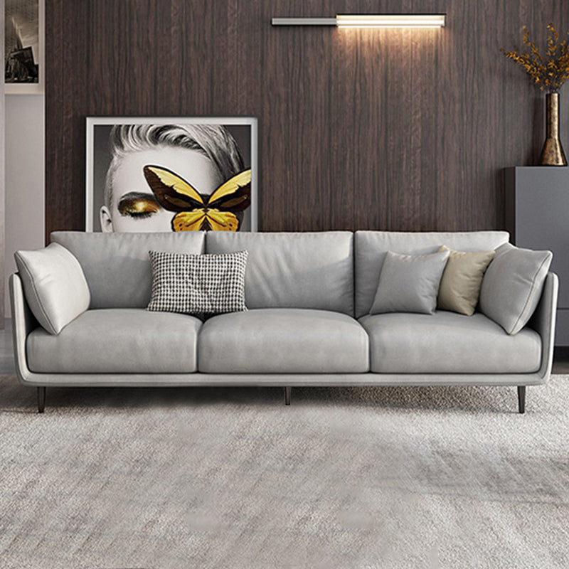 Living Room Square Arm Standard Sofa Light Gray Stain-Resistant Couch 87"L x 35"W x 35"H Cotton Latex Clearhalo 'furn' 'furn_sofas' 'Furniture' 'furniture_sofas' 'Living Room Furniture' 'Sofa' 'sofas' 4909283
