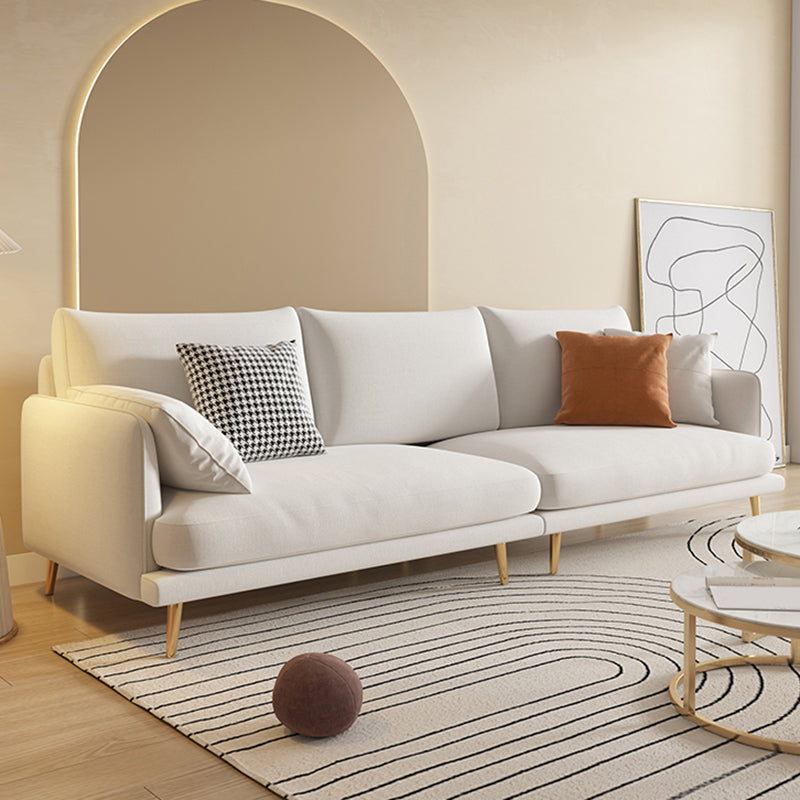Scandinavian White Standard Sofa Squre Arm Couch with Loose Back 87"L x 35.5"W x 31.5"H Cotton Sponge Clearhalo 'furn' 'furn_sofas' 'Furniture' 'furniture_sofas' 'Living Room Furniture' 'Sofa' 'sofas' 4909307