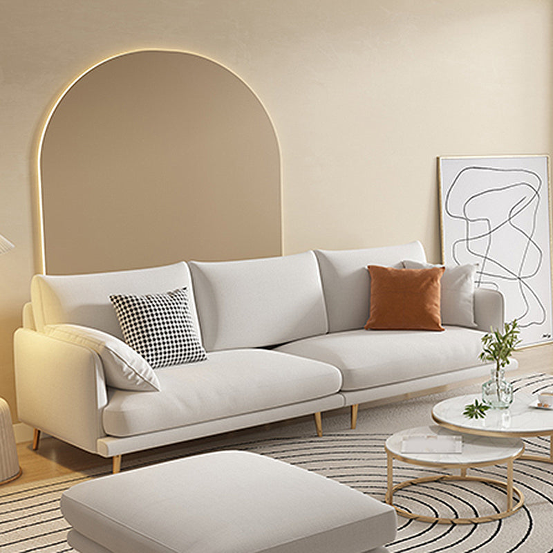 Scandinavian White Standard Sofa Squre Arm Couch with Loose Back 87"L x 35.5"W x 31.5"H Cotton Latex Clearhalo 'furn' 'furn_sofas' 'Furniture' 'furniture_sofas' 'Living Room Furniture' 'Sofa' 'sofas' 4909308