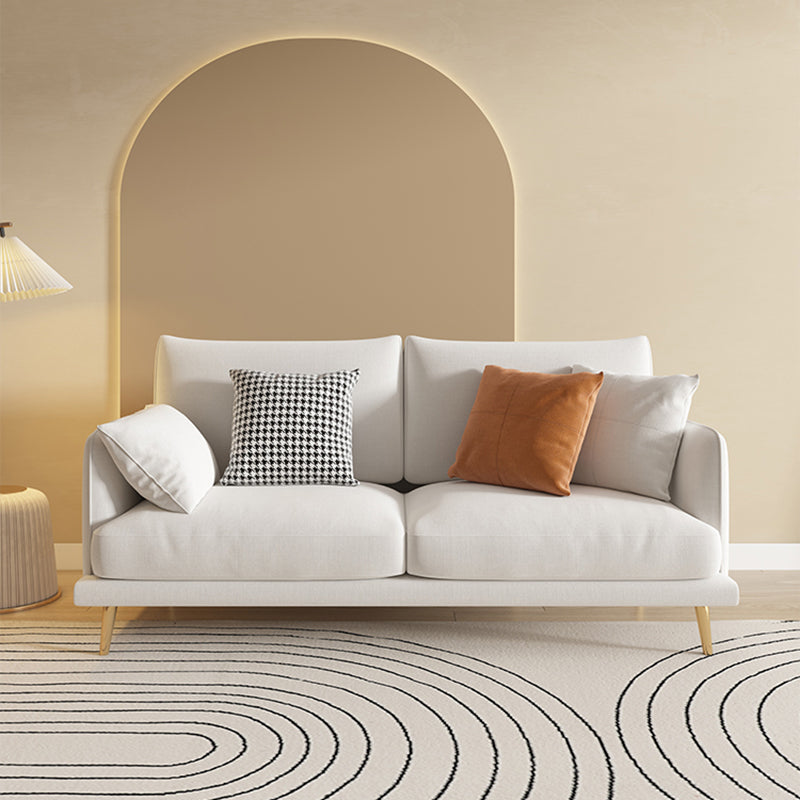 Scandinavian White Standard Sofa Squre Arm Couch with Loose Back 71"L x 35.5"W x 31.5"H Cotton Clearhalo 'furn' 'furn_sofas' 'Furniture' 'furniture_sofas' 'Living Room Furniture' 'Sofa' 'sofas' 4909309