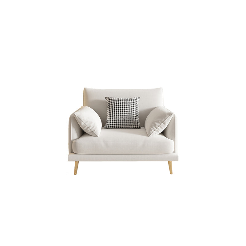 Scandinavian White Standard Sofa Squre Arm Couch with Loose Back 33.5"L x 35.5"W x 31.5"H Cotton Sponge Clearhalo 'furn' 'furn_sofas' 'Furniture' 'furniture_sofas' 'Living Room Furniture' 'Sofa' 'sofas' 4909310