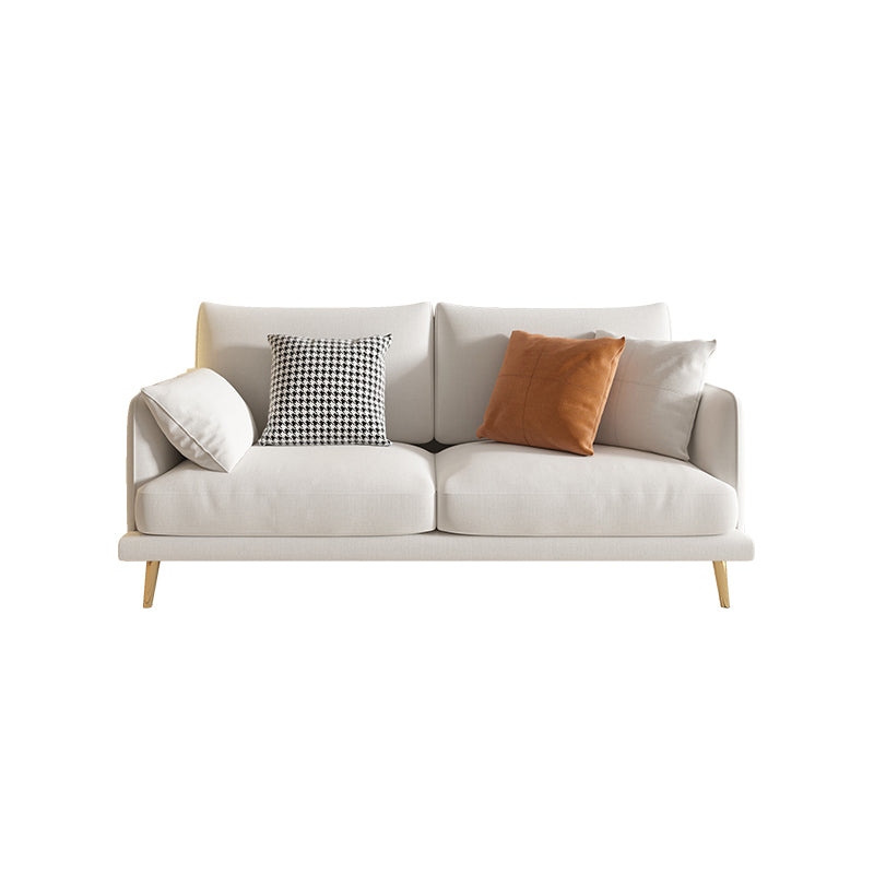 Scandinavian White Standard Sofa Squre Arm Couch with Loose Back 71"L x 35.5"W x 31.5"H Faux Leather Clearhalo 'furn' 'furn_sofas' 'Furniture' 'furniture_sofas' 'Living Room Furniture' 'Sofa' 'sofas' 4909311