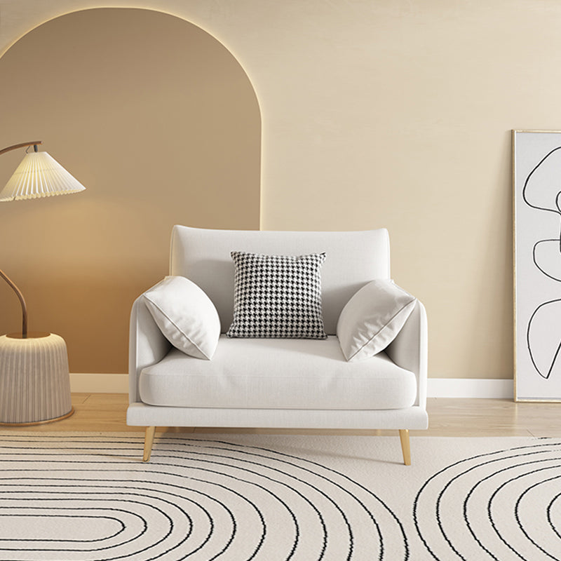 Scandinavian White Standard Sofa Squre Arm Couch with Loose Back 33.5"L x 35.5"W x 31.5"H Faux Leather Clearhalo 'furn' 'furn_sofas' 'Furniture' 'furniture_sofas' 'Living Room Furniture' 'Sofa' 'sofas' 4909315