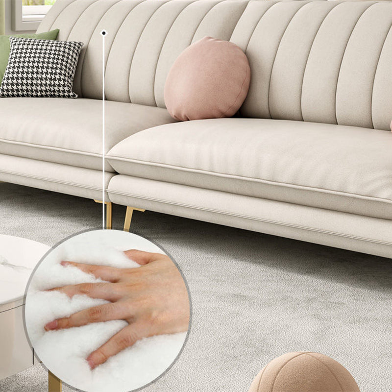 Contemporary White Sofa Waterproof Sewn Pillow Back Couch with Metal Legs Clearhalo 'furn' 'furn_sofas' 'Furniture' 'furniture_sofas' 'Living Room Furniture' 'Sofa' 'sofas' 4909328