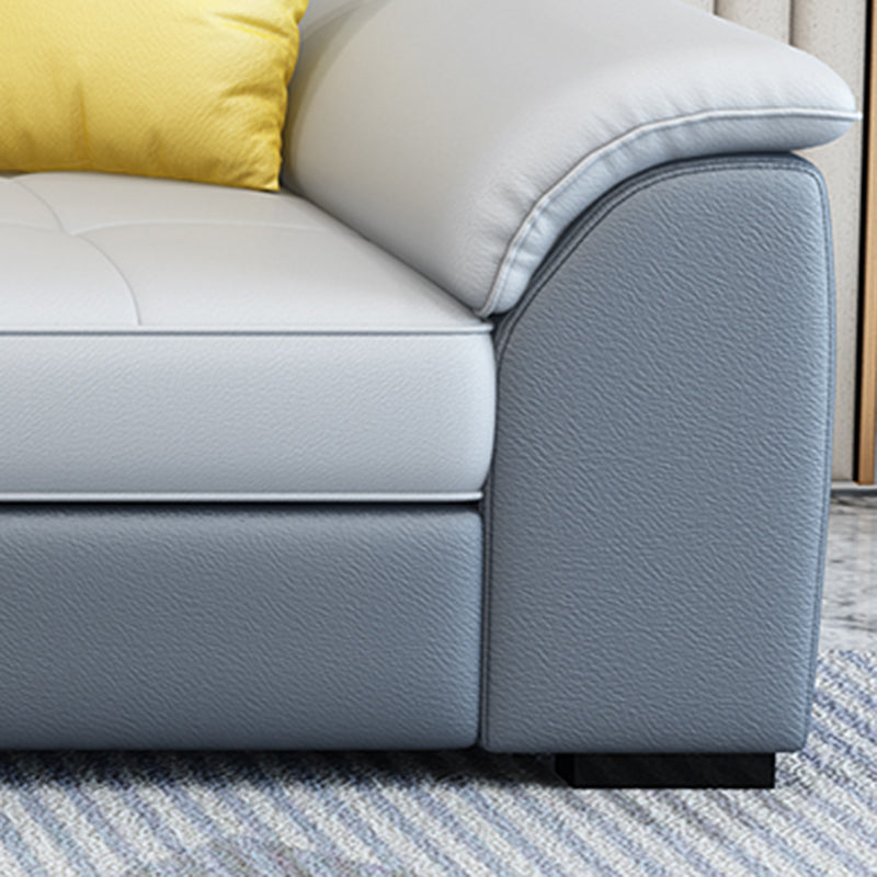 L-shape Faux Leather/Linen Sectionals with Reversible Chaise and Storage Clearhalo 'furn' 'furn_sectionals' 'Furniture' 'furniture_sectionals' 'Living Room Furniture' 'Sectionals' 4909344