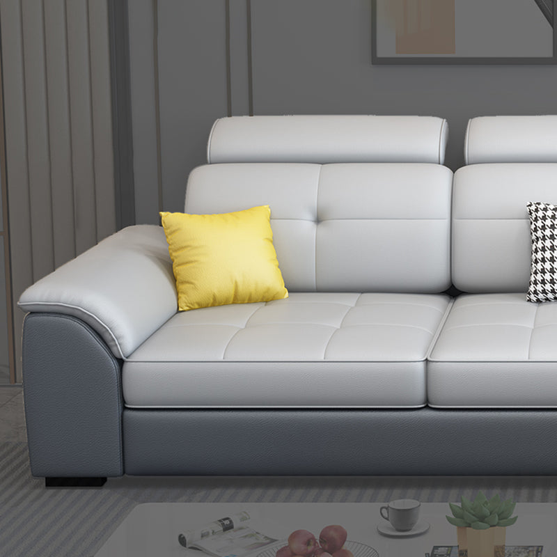 L-shape Faux Leather/Linen Sectionals with Reversible Chaise and Storage Clearhalo 'furn' 'furn_sectionals' 'Furniture' 'furniture_sectionals' 'Living Room Furniture' 'Sectionals' 4909345