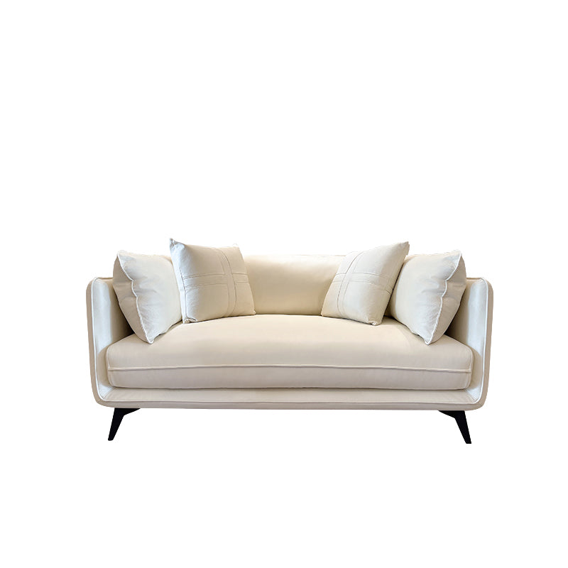 Modern Stain-Resistant Faux Leather Sofa Square Arm Sectional for Apartment 71"L x 35"W x 31"H Off-White Clearhalo 'furn' 'furn_sectionals' 'Furniture' 'furniture_sectionals' 'Living Room Furniture' 'Sectionals' 4909510