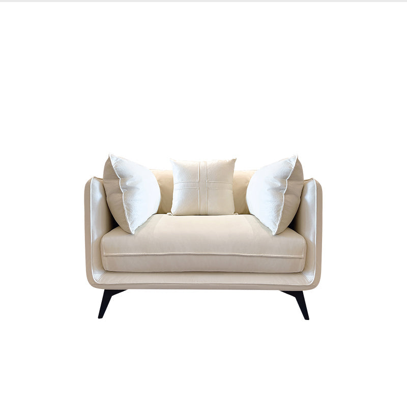 Modern Stain-Resistant Faux Leather Sofa Square Arm Sectional for Apartment 31"H x 49"L x 35.5"W Off-White Clearhalo 'furn' 'furn_sectionals' 'Furniture' 'furniture_sectionals' 'Living Room Furniture' 'Sectionals' 4909515
