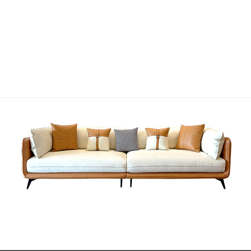 Modern Stain-Resistant Faux Leather Sofa Square Arm Sectional for Apartment Clearhalo 'furn' 'furn_sectionals' 'Furniture' 'furniture_sectionals' 'Living Room Furniture' 'Sectionals' 4909516