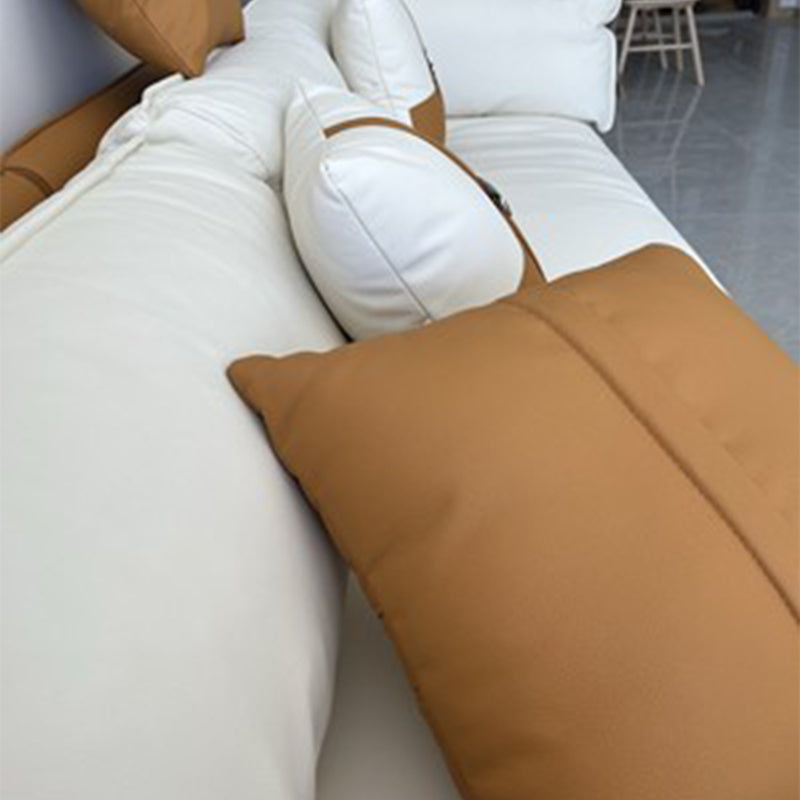 Modern Stain-Resistant Faux Leather Sofa Square Arm Sectional for Apartment Clearhalo 'furn' 'furn_sectionals' 'Furniture' 'furniture_sectionals' 'Living Room Furniture' 'Sectionals' 4909526