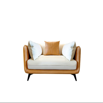 Modern Stain-Resistant Faux Leather Sofa Square Arm Sectional for Apartment 31"H x 49"L x 35.5"W Orange White Clearhalo 'furn' 'furn_sectionals' 'Furniture' 'furniture_sectionals' 'Living Room Furniture' 'Sectionals' 4909527